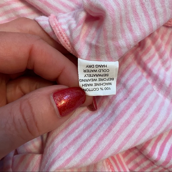 THREE ISLANDS TOP TEE PINK WHITE STRIPE SIZE M - Picture 9 of 10